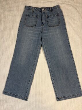 Sanctuary Straight Leg Jeans - Medium Blue Wash size 10, cropped length